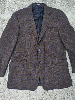 Paul Fredrick Men Blazer Brown Sport Coat 42R Two Button Wool Jacket